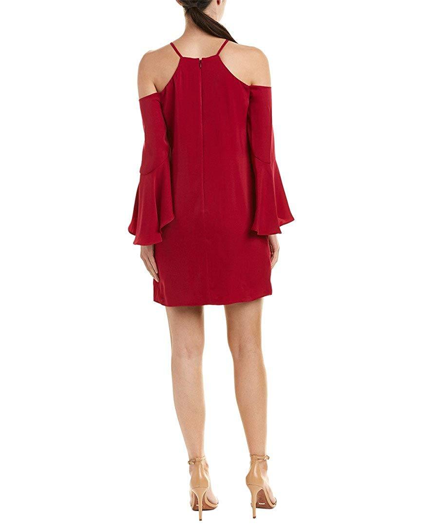 Laundry - 97M15107 Halter Neck Cold Shoulder Crepe Cocktail Dress In Red