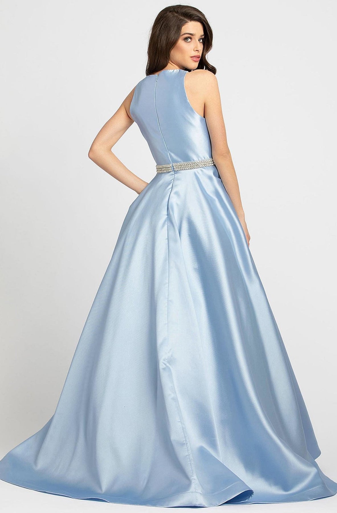 Ieena Duggal - Sleeveless Crystal Beaded Belt A Line Gown 55237ISC