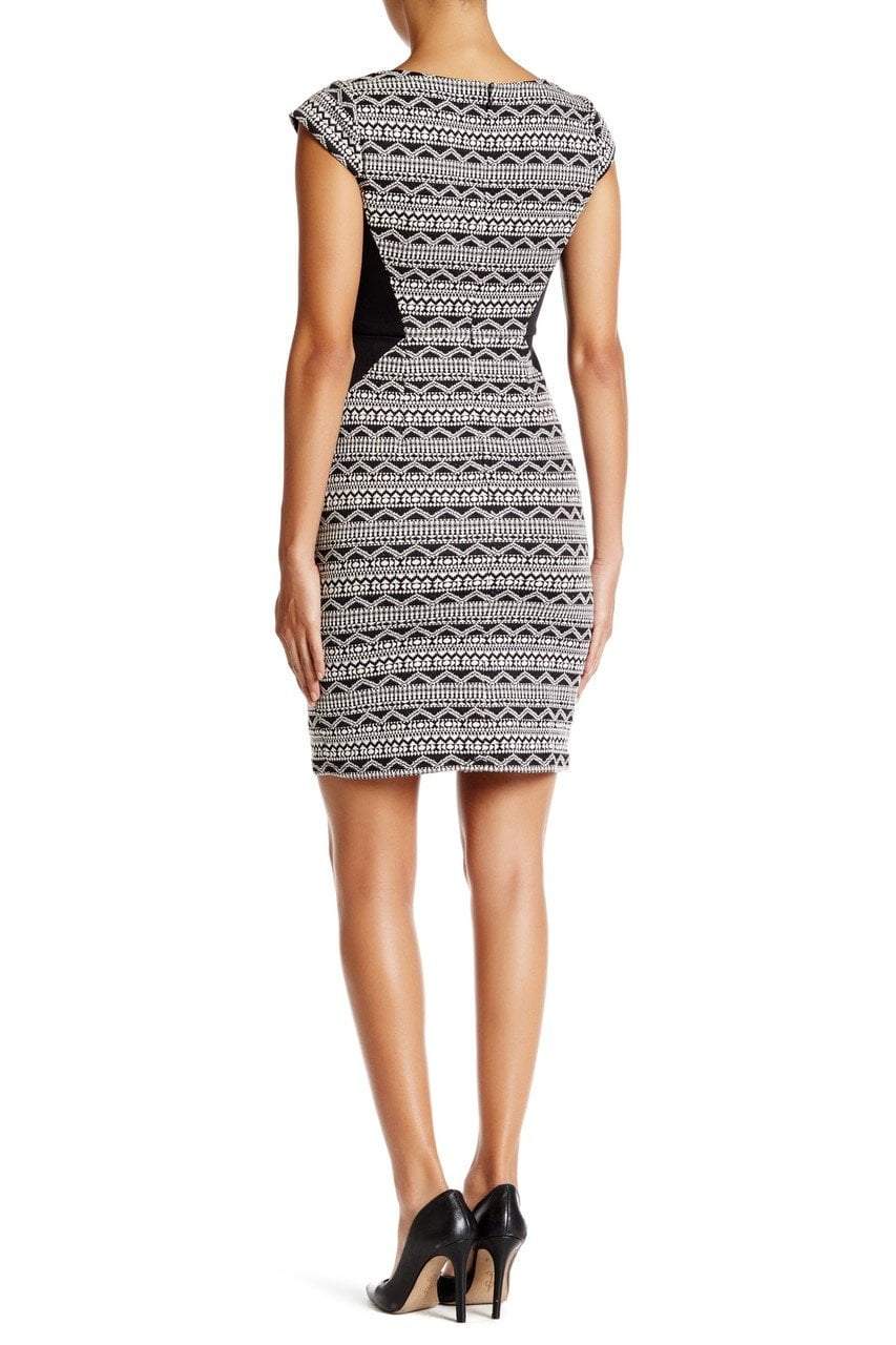 Adrianna Papell - AP1D100324 Origami Knit Sheath Dress in Black and White