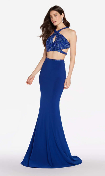 Alyce Paris - 60022 Two-Piece Surplice Bodice Cutout Gown In Blue