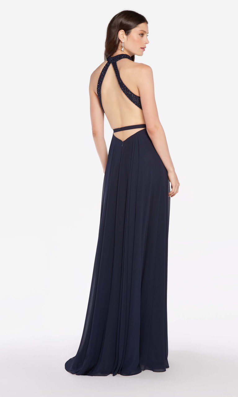 Alyce Paris - 60160 Diamond Lace Bodice High Halter Gown In Blue