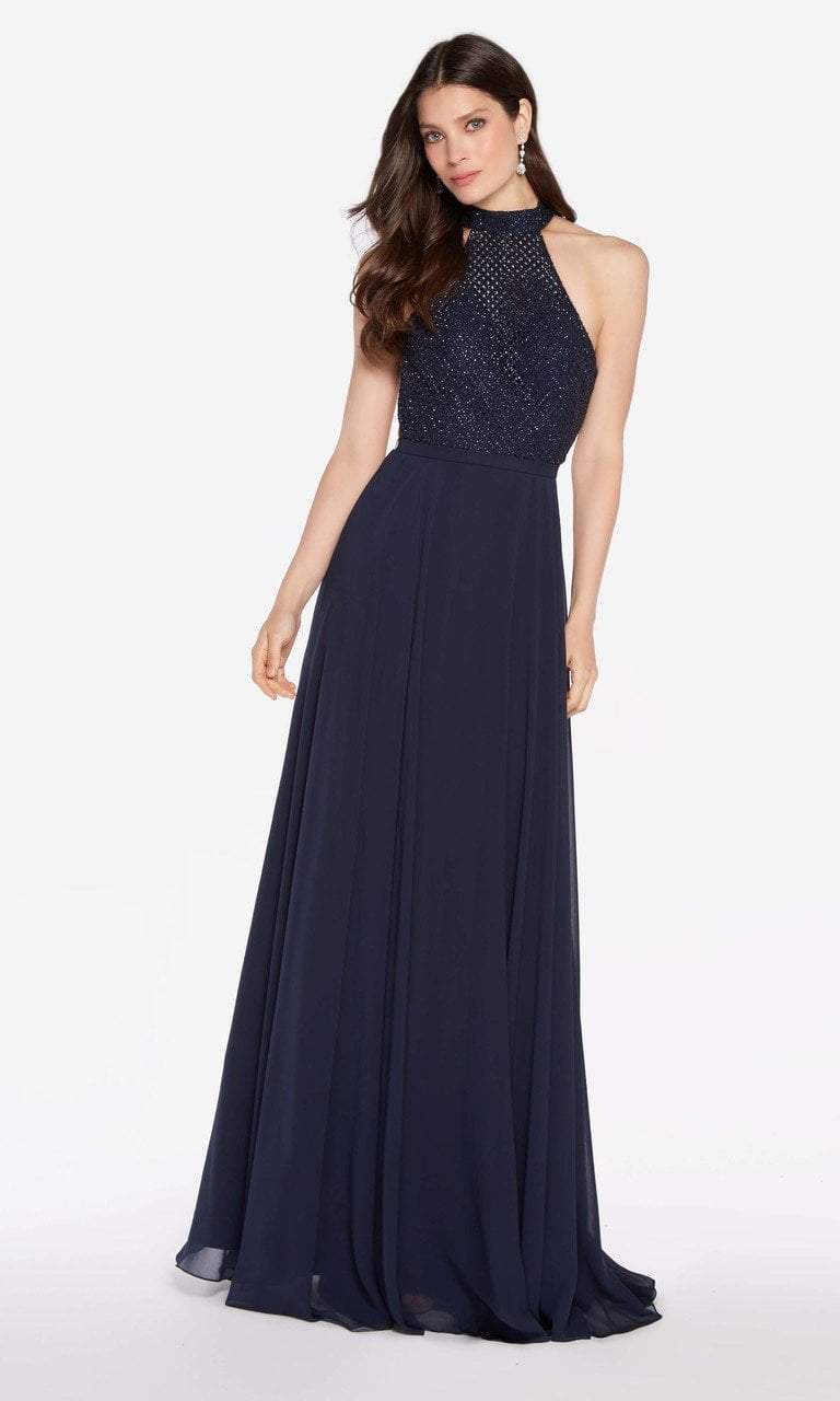 Alyce Paris - 60160 Diamond Lace Bodice High Halter Gown In Blue