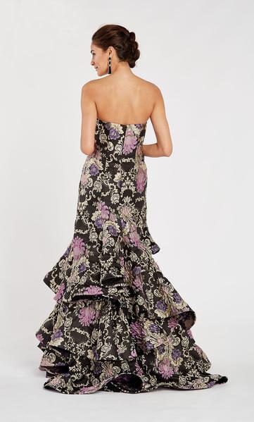Alyce Paris - 60400 Strapless Brocade Ruffled Mermaid Dress In Black and Purple