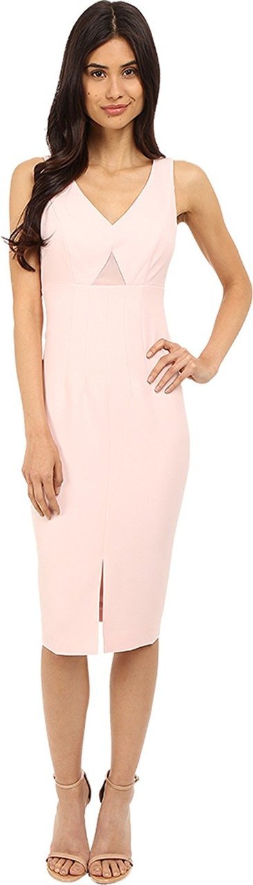 Donna Morgan - D4087M Sleeveless V Neck Sheath Midi Dress in Pink