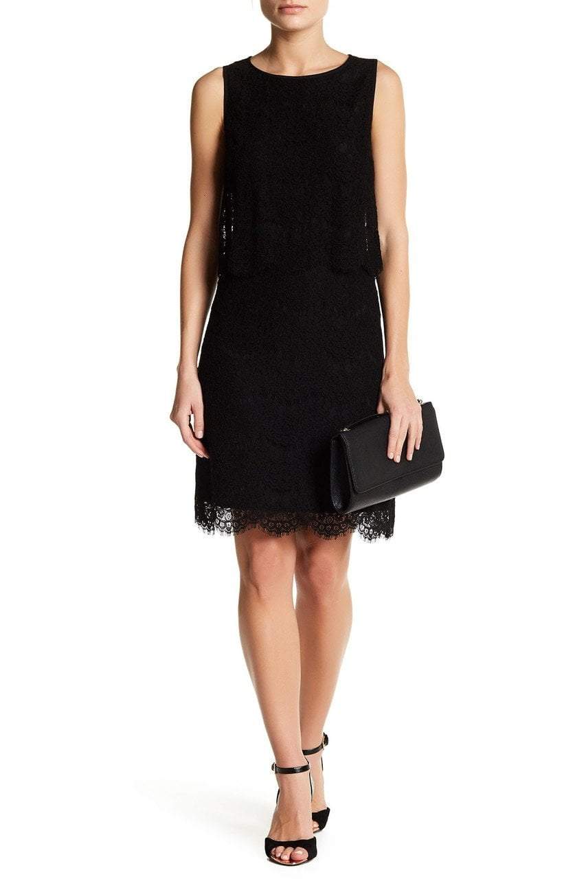 Anne Klein 10629662 - Short Sheath Dress - Sleeveless, Popover Style, Back Zipper Closure, Lace/ Crepe (48% Viscose 28% Cotton 24% Nylon) Lining (100% Polyester) ADASA Anne Klein 10629662 - Short Sheath Dress - Sleeveless, Popover Style, Back Zipper Closure, Lace/ Crepe (48% Viscose 28% Cotton 24% Nylon) Lining (100% Polyester) ADASA