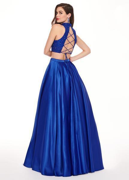 Rachel Allan - 6542 Two Piece Embroidered Matte Satin Ballgown In Blue