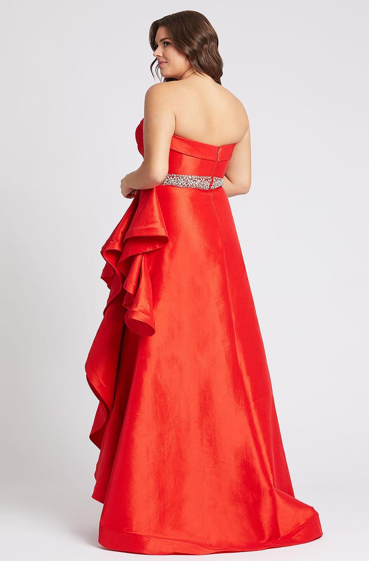 Mac Duggal Fabulouss - 67215F Strapless Beaded Band A-line Dress In Red