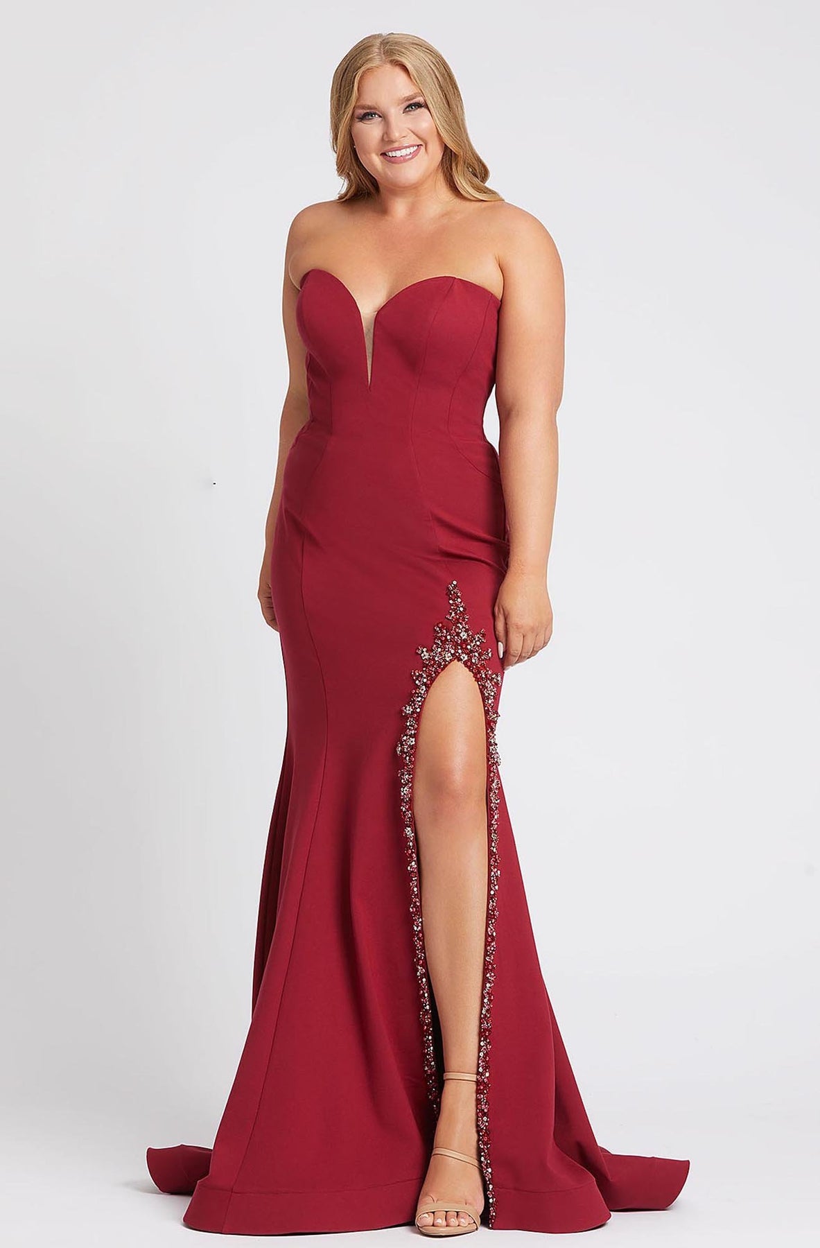 Mac Duggal Fabulouss - 67245F Strapless Sweetheart Long Sheath Dress In Red