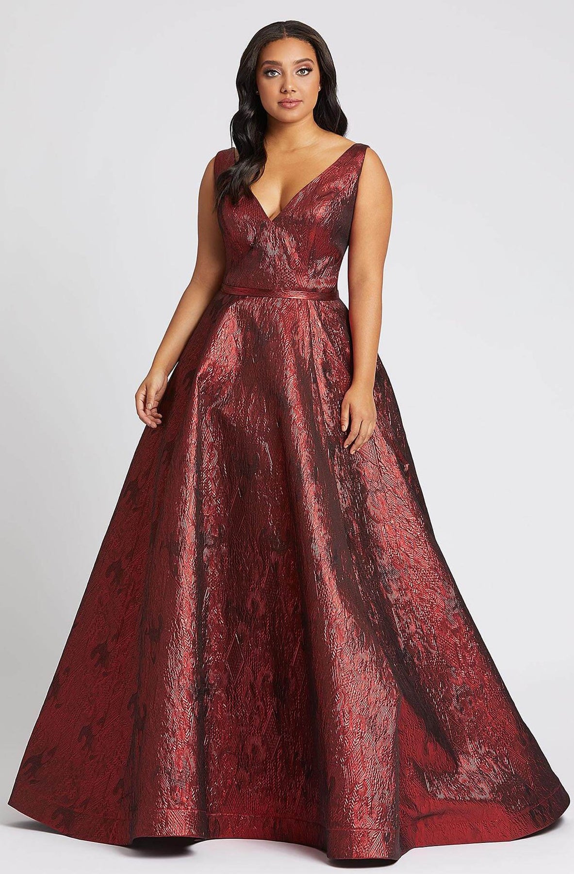 Mac Duggal Fabulouss - 67257F Sleeveless V-Neck A-line Dress In Red