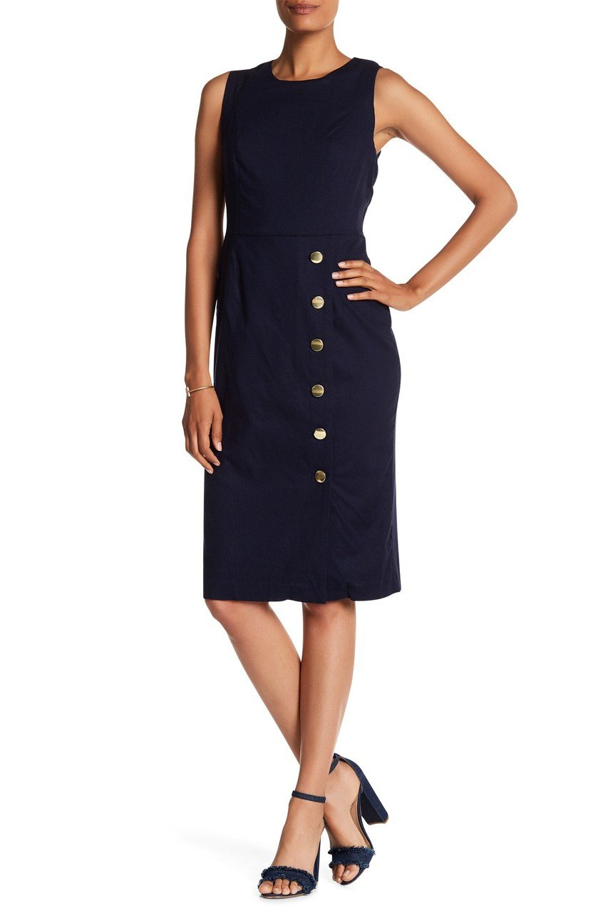 Nina Leonard - Sleeveless Buttoned Knee Length Dress L5695ASC – ADASA