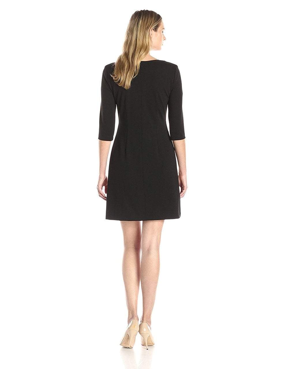 Taylor - Linear Print Bateau Neck Dress 5826M in Black and Brown