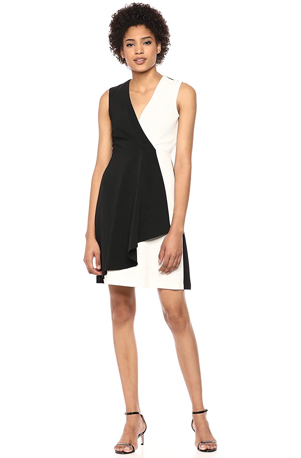Taylor 1240M - Short A-Line Dress - Sleeveless, Pleated Bodice, Back Zipper, Crepe, Two Tone, A-Lien Skirt ADASA Taylor 1240M - Short A-Line Dress - Sleeveless, Pleated Bodice, Back Zipper, Crepe, Two Tone, A-Lien Skirt ADASA