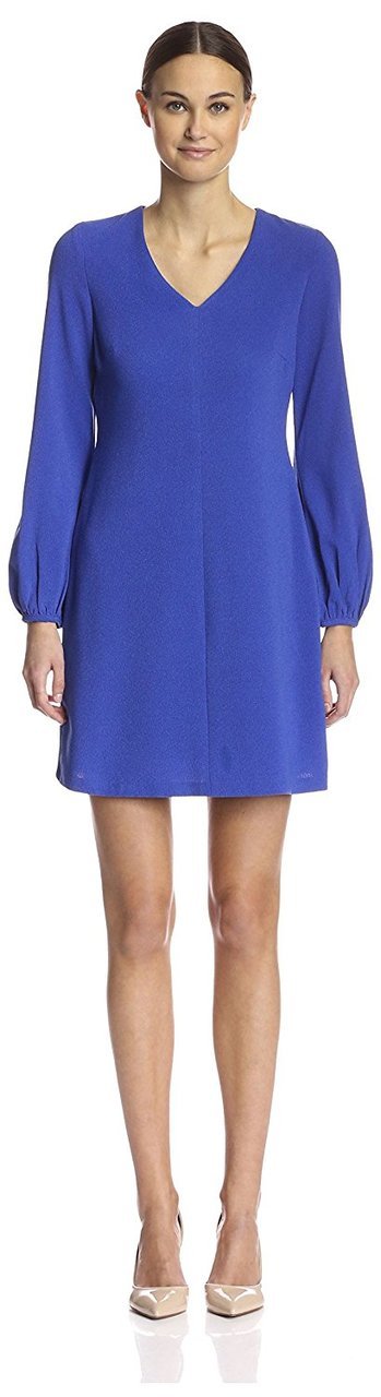 Taylor - V Neck Long Sleeve Shift Dress 5803M in Blue