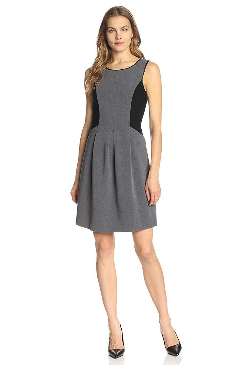 Adrianna Papell Daytime - 16PD78240 Sleeveless Crepe A-line Dress In Gray