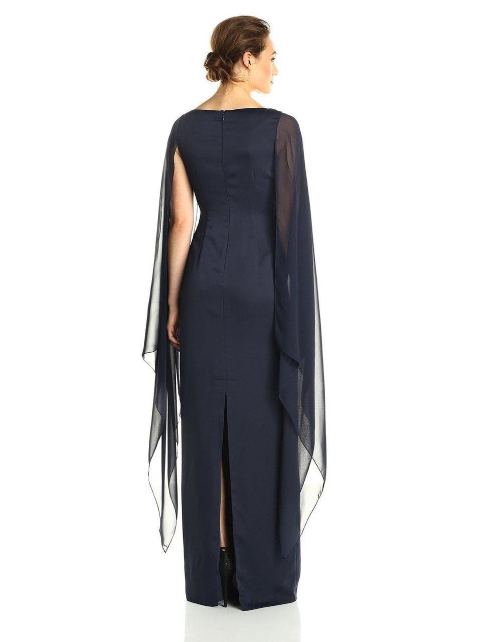 Adrianna Papell - 81917310 Fitted Bateau Dress with Cape in Black