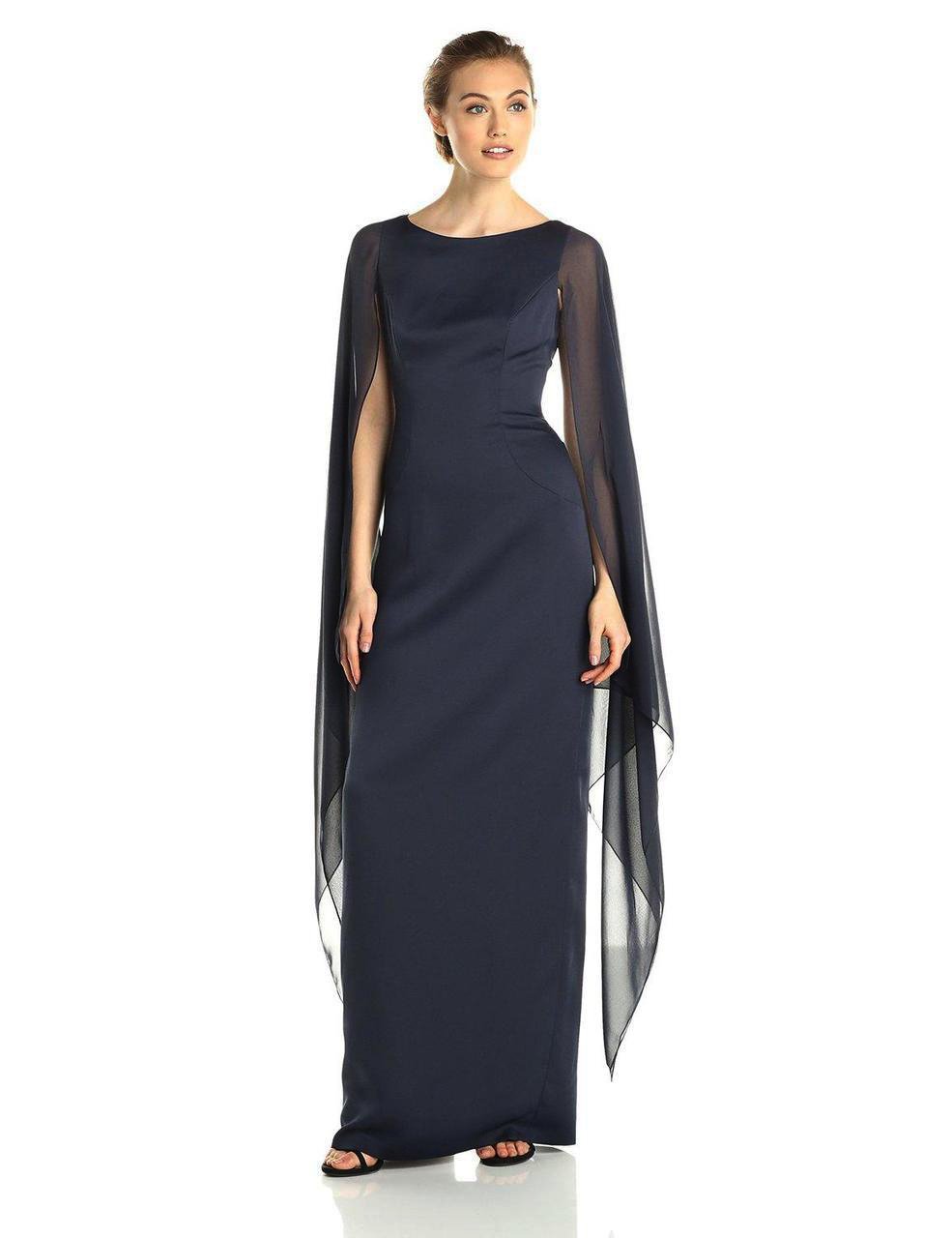 adrianna papell black cape dress Floral Beaded Cape Gown In Midnight