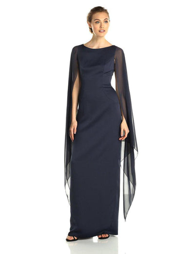 Adrianna Papell - 81917310 Fitted Bateau Dress with Cape in Black