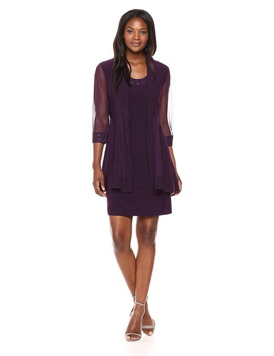R&M Richards - 8271 Sleeveless Cocktail Dress with Jacket in Purple