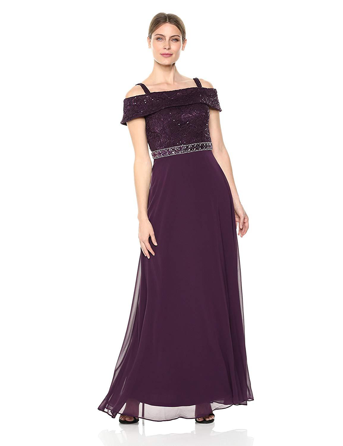 Emma Street - Off Shoulder Jeweled Waist A-Line Dress 1111199SC Emma Street - Off Shoulder Jeweled Waist A-Line Dress 1111199SC