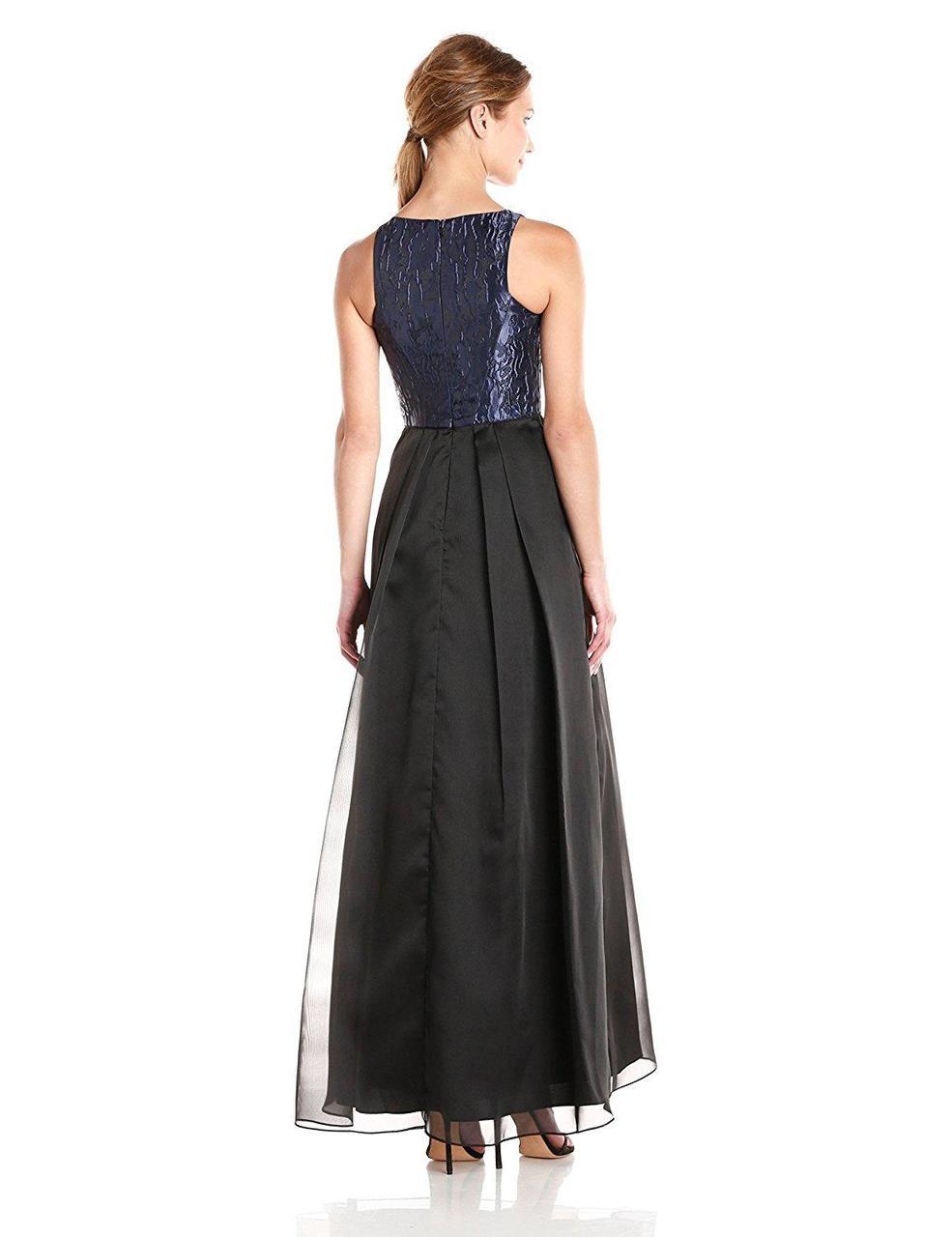 Aidan by Aidan Mattox - Bateau Neck Organza A-line Dress 151A10900 in Black and Blue