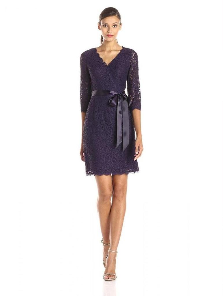 Adrianna Papell - 41910400SC English Lace Scalloped Dress with Tie