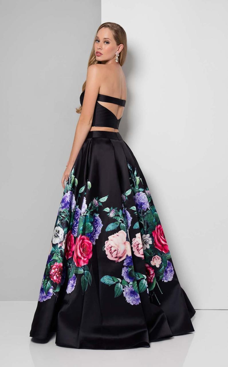 Terani Couture - 1711P2703SC Two-Piece Strapless Floral A-Line Gown