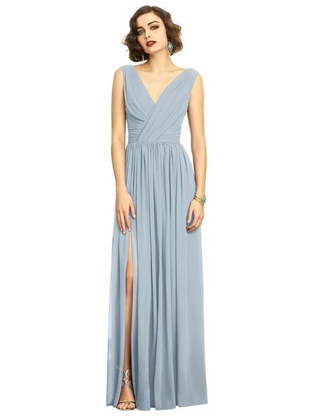 Dessy Collection - 2894SC V-neck Long A-line Dress
