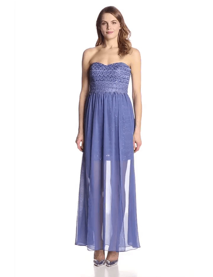 Adrianna Papell 231M48940 - Long A-Line Dress - Neutral, Yellow, Blue ADASA Adrianna Papell 231M48940 - Long A-Line Dress - Neutral, Yellow, Blue ADASA