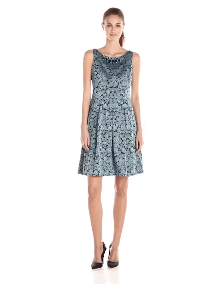 Adrianna Papell - Floral Print Jacquard Short Dress 15252820 in Floral and Blue