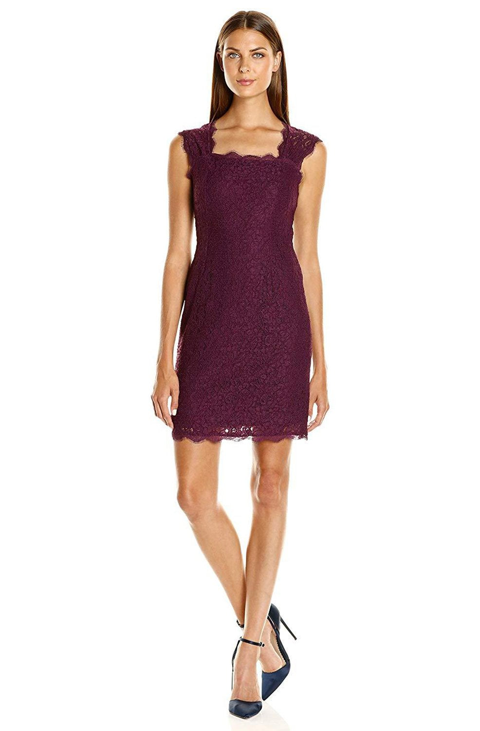 Adrianna Papell - Allover Lace Cutout Back Short Dress 41895460SC Adrianna Papell - Allover Lace Cutout Back Short Dress 41895460SC