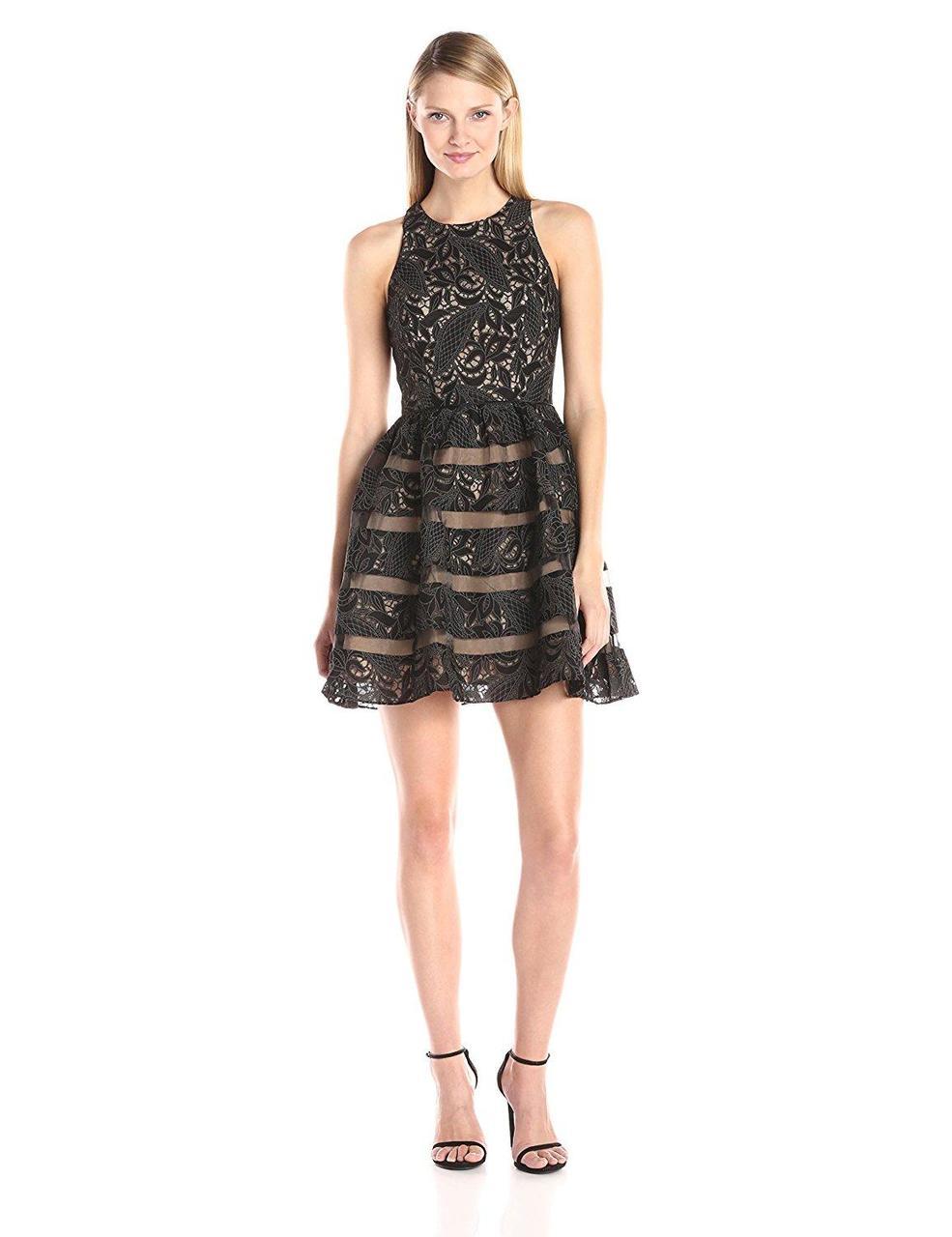 Aidan Mattox 151A98650 Long A Line Dress Sleeveless Floral Lace Racer Back Back Zipper ADASA