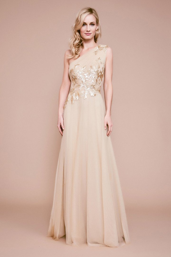 Tadashi Shoji - Sequin Tulle Vesper One-Shoulder Gown Tadashi Shoji - Sequin Tulle Vesper One-Shoulder Gown