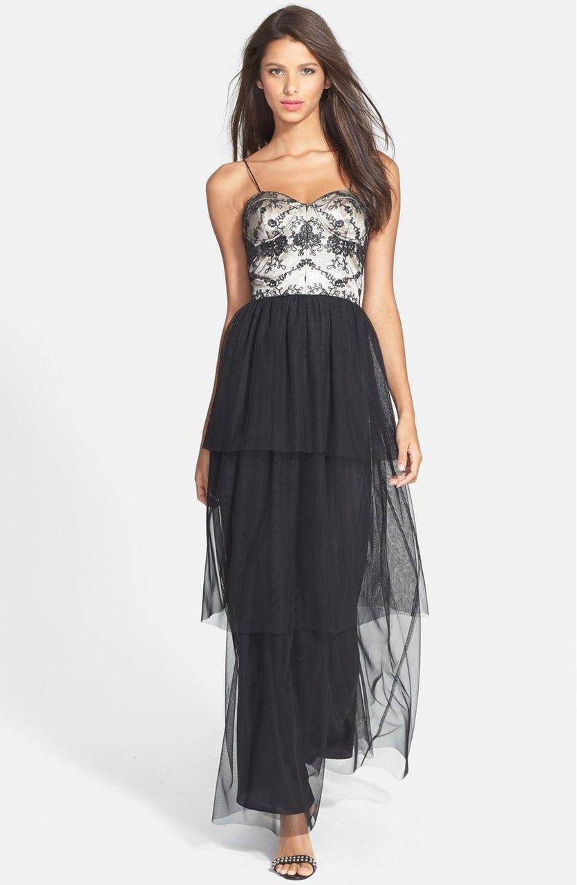 Adrianna Papell 231M52830 - Long Mesh A-Line Dress - Spaghetti Strap, Sleeveless, Floral Bodice, Tiered A-Line Skirt, Square Back, Back Zipper ADASA Adrianna Papell 231M52830 - Long Mesh A-Line Dress - Spaghetti Strap, Sleeveless, Floral Bodice, Tiered A-Line Skirt, Square Back, Back Zipper ADASA