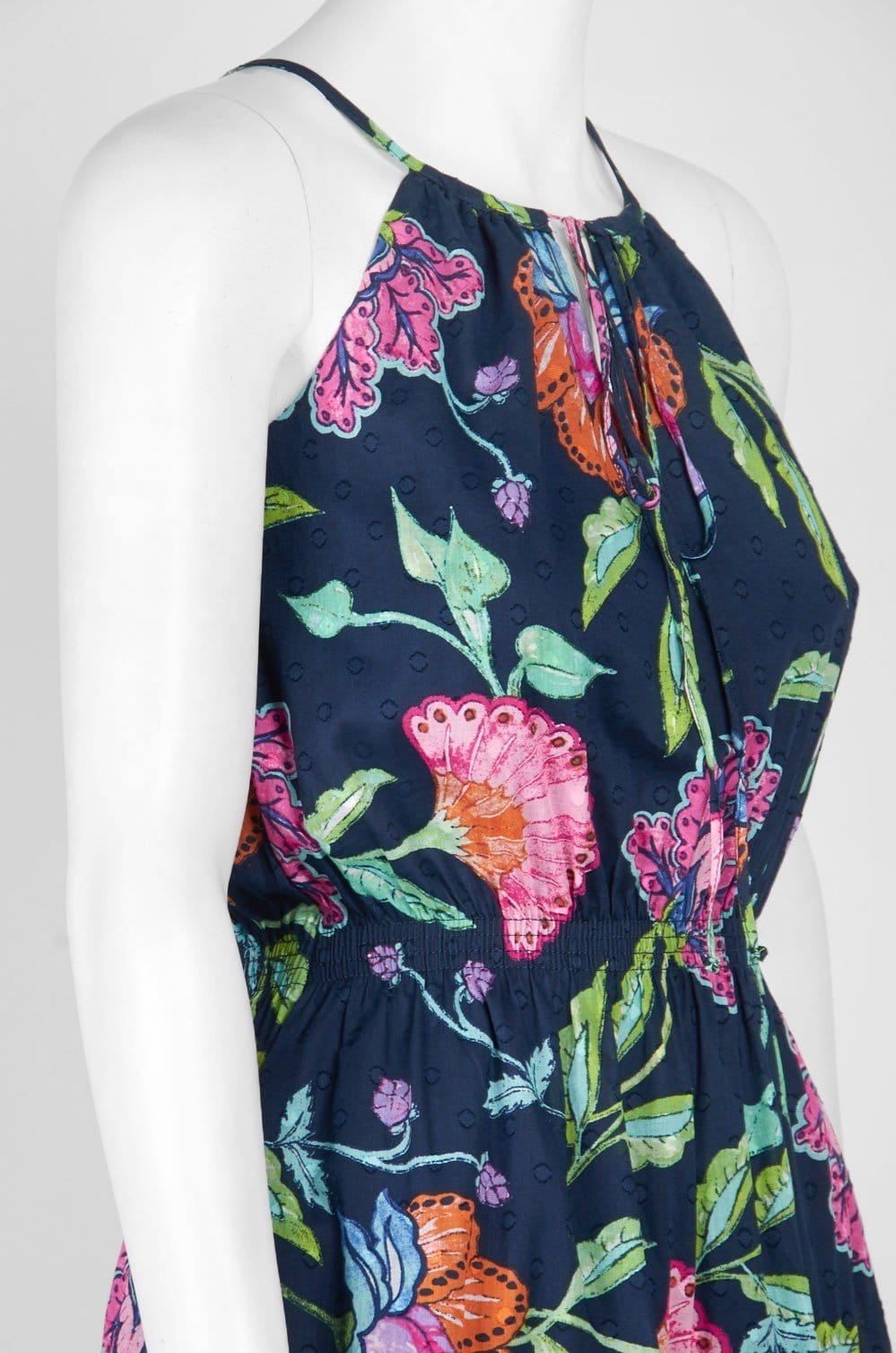 Taylor - 9682M Floral Print Tie Keyhole Front Dress In Blue and Floral