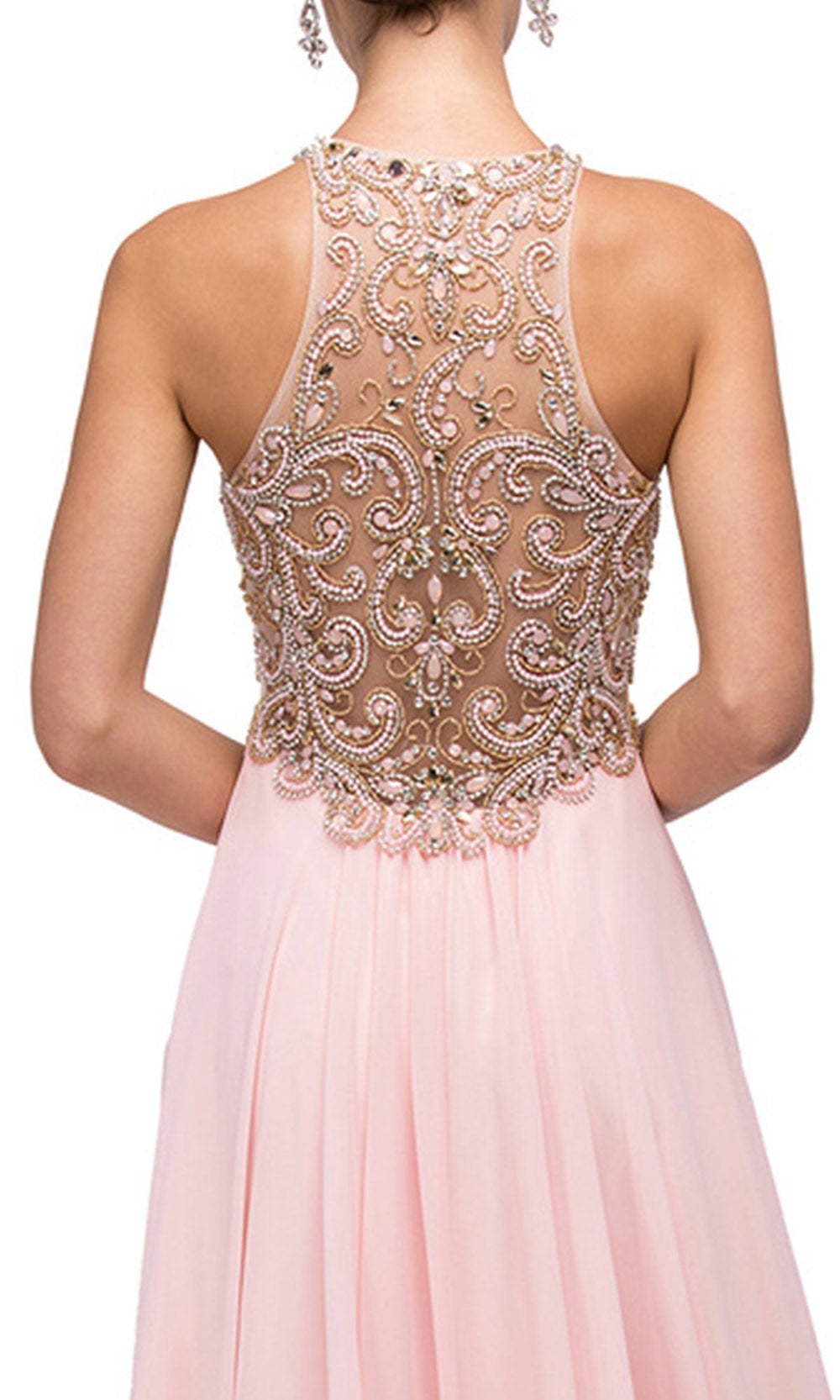 Dancing Queen Chiffon Halter A-Line Evening Dress 9776 CCSALE In Blush