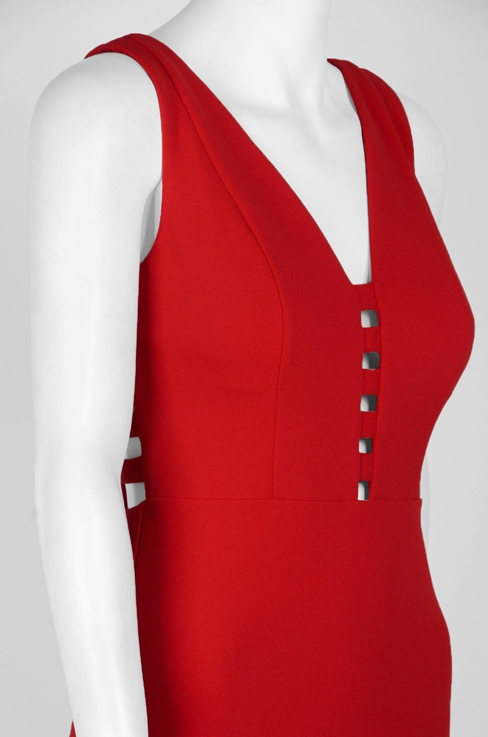 Laundry - 98M25405 Sleeveless V Neck Cage Cutout Evening Dress In Red