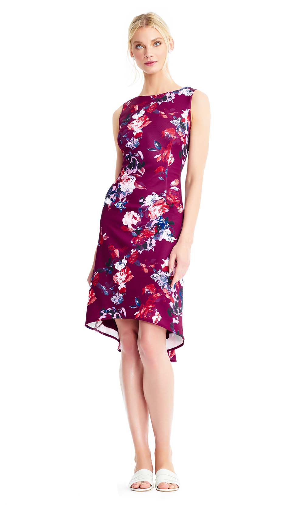 Adrianna Papell - AP1D102390 Floral Print Sheath Dress In Multi-Color