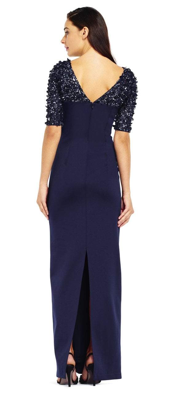 Adrianna Papell - AP1E201359 Embellished Scuba Sheath Dress in Blue