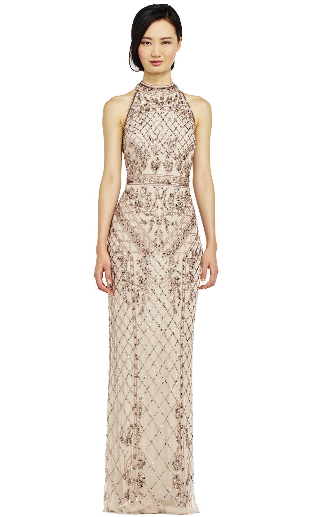 Adrianna Papell - Beaded High Halter Column Gown AP1E201469SC Adrianna Papell - Beaded High Halter Column Gown AP1E201469SC