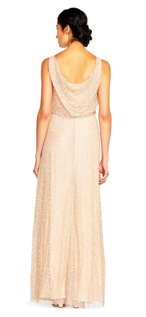 Adrianna Papell - AP1E201759 Sleeveless Popover Sequined Gown in Neutral
