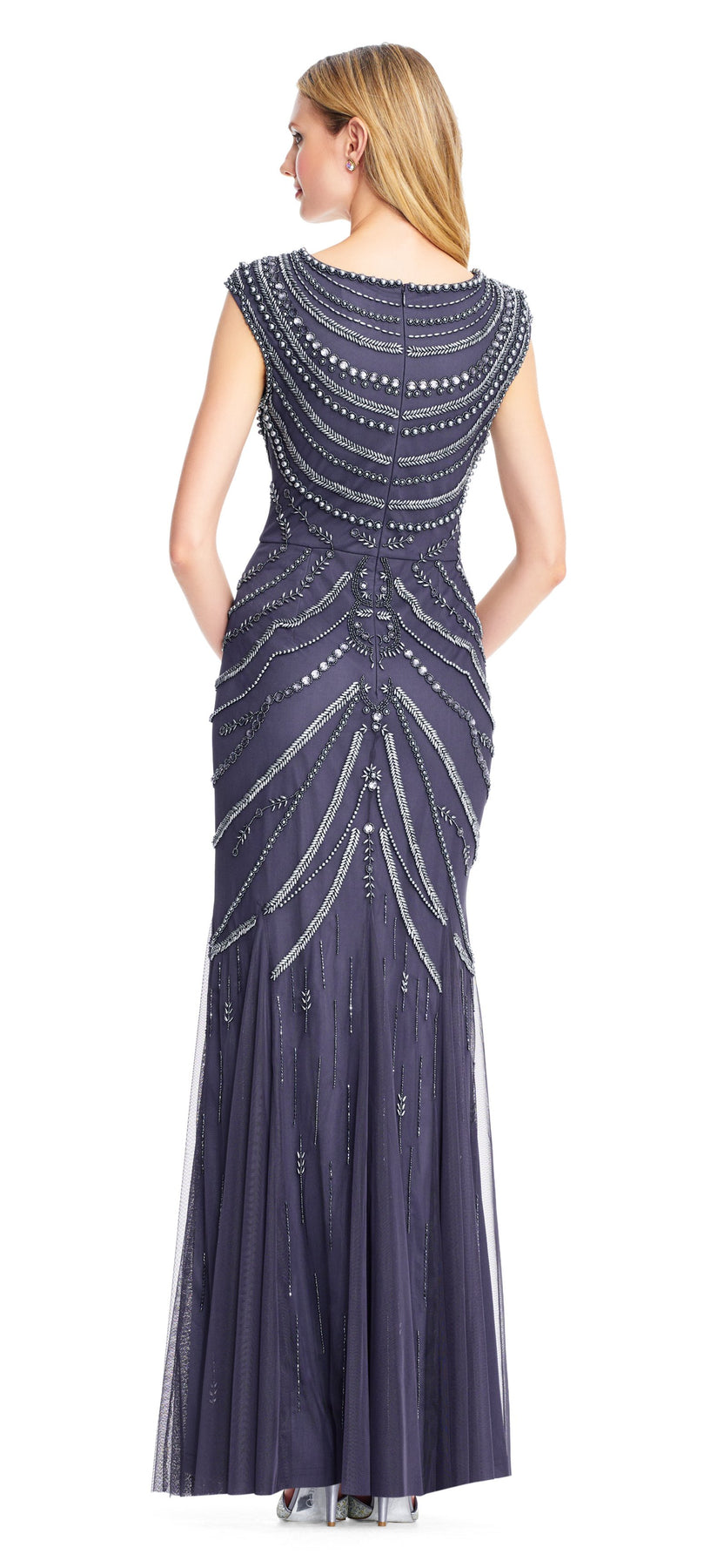 Adrianna Papell - AP1E203891 Beaded Scoop Mermaid Gown In Gray