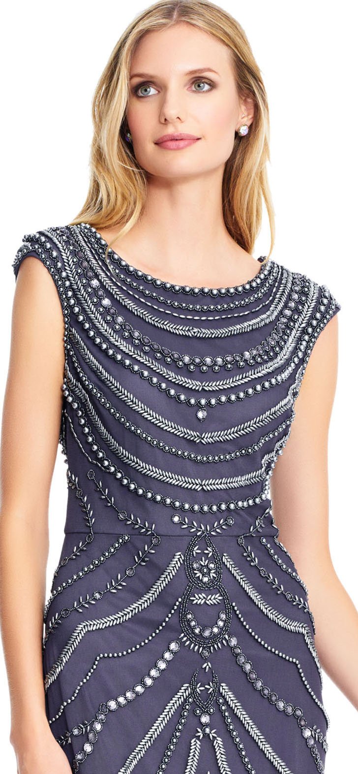 Adrianna Papell - AP1E203891 Beaded Scoop Mermaid Gown In Gray