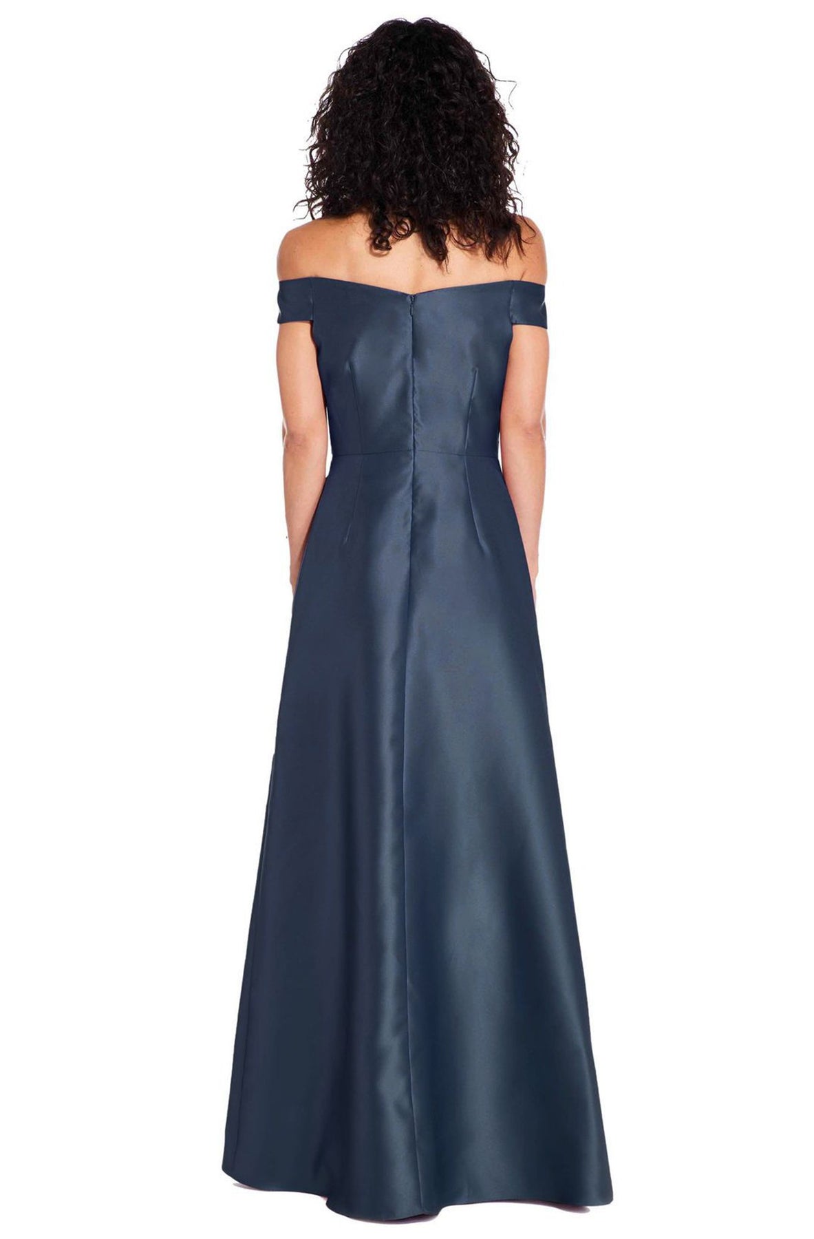 Adrianna Papell - AP1E205108 Off-Shoulder Pleated Mikado A-line Dress In Blue