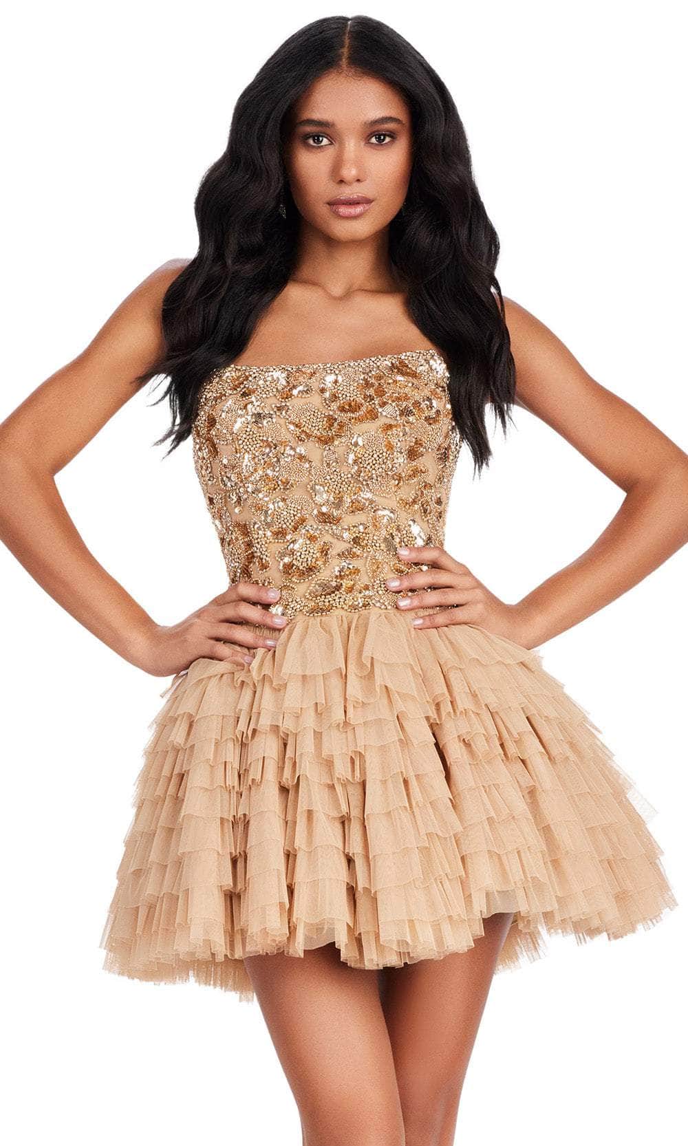 Ashley Lauren 4671 - Ruffled A-Line Cocktail Dress Evening Dresses