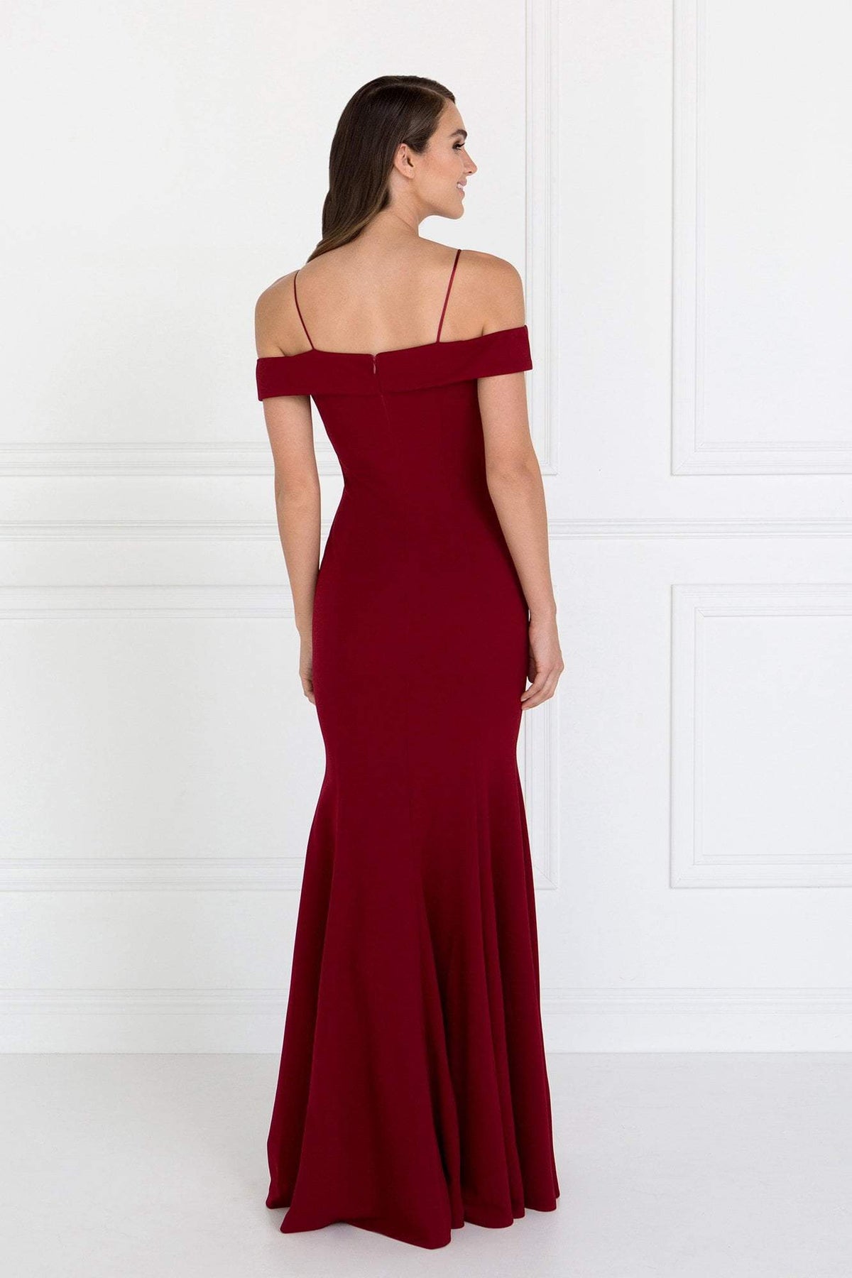 Elizabeth K - GL1593 Jersey Sweetheart Cold Shoulders Mermaid Gown In Red