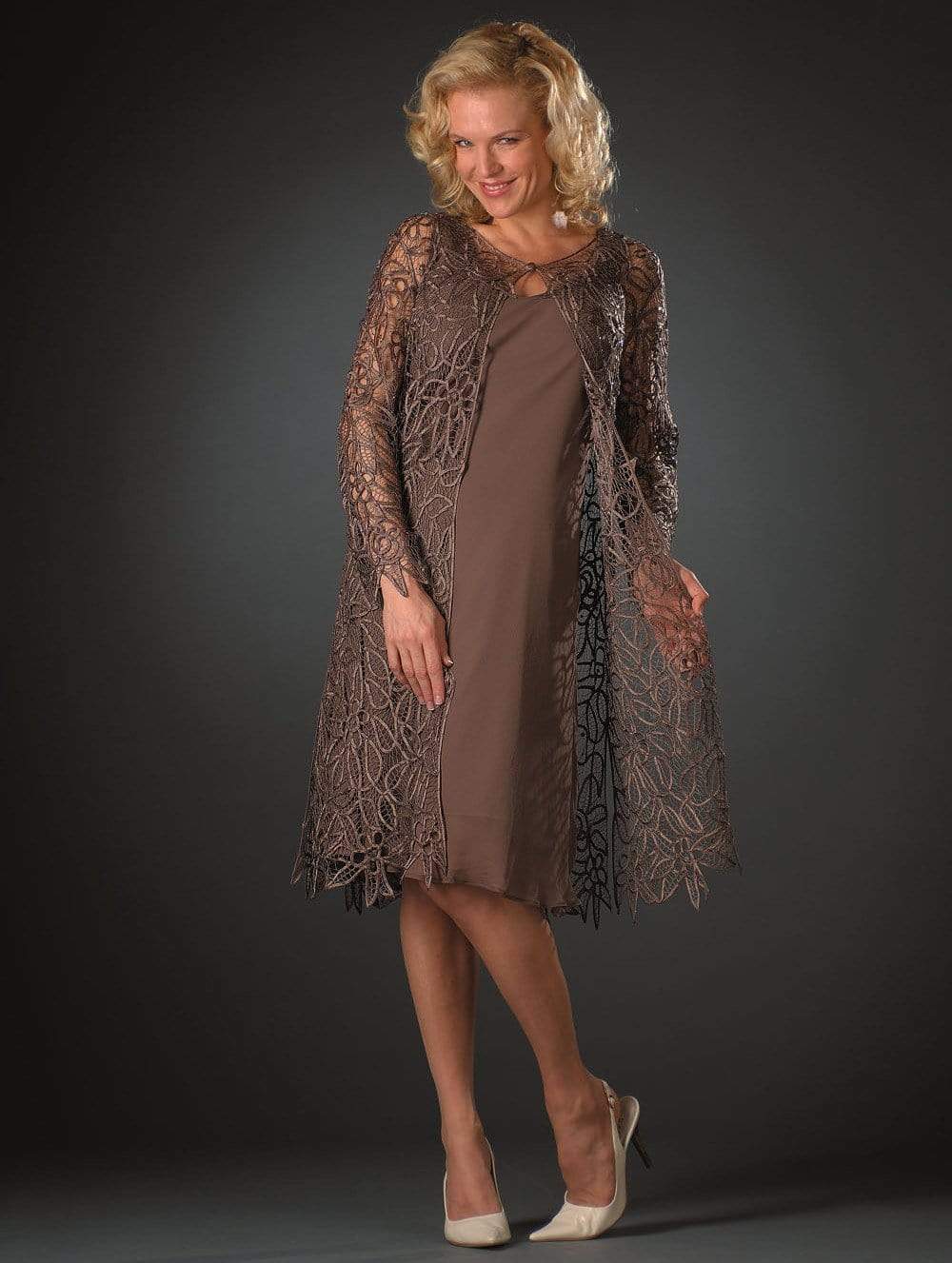 Soulmates - C88001 BEADED DUSTER DRESS 2PC SET Clothing Set