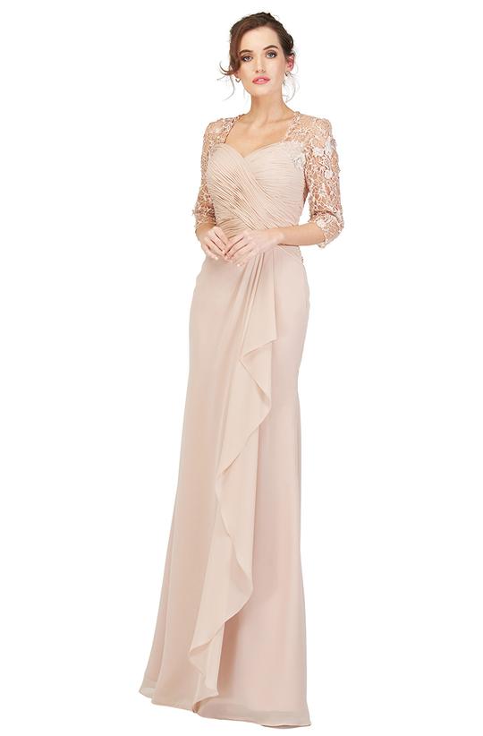 Cecilia Couture - 1844SC Embroidered Sweetheart Chiffon Drape Dress