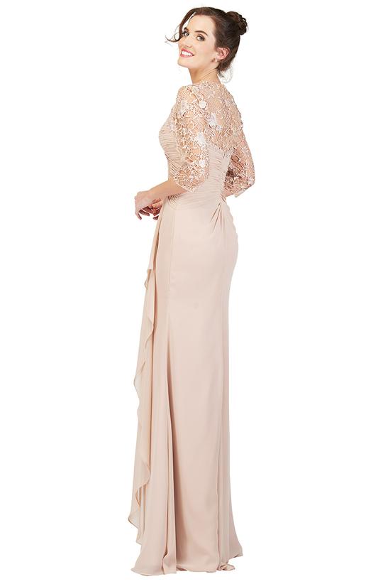 Cecilia Couture - 1844SC Embroidered Sweetheart Chiffon Drape Dress