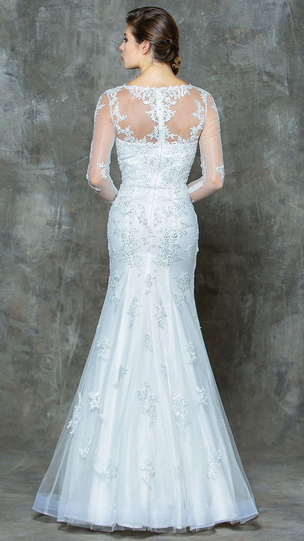 Colors Dress - G665SC Jewel Appliques Long Sleeve Trumpet Dress