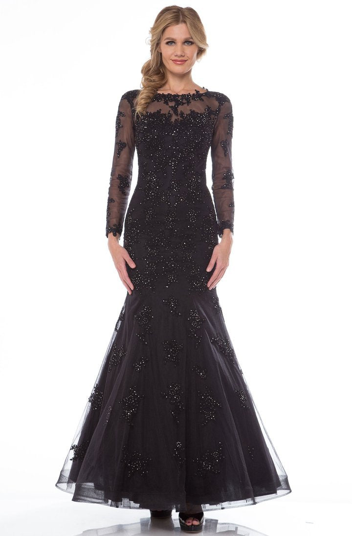 Colors Dress - G665SC Jewel Appliques Long Sleeve Trumpet Dress